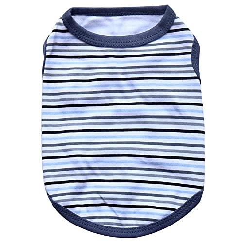 KUTKUT Stripe Print T-Shirt for Small Dogs | Cotton Sleeveless Shirt for ShishTzu, Maltese, Poodle etc (Size: L, Chest Girth 45cm, Back Length 34cm) (B091536T69) Amazon Price History, Amazon Price Tracker