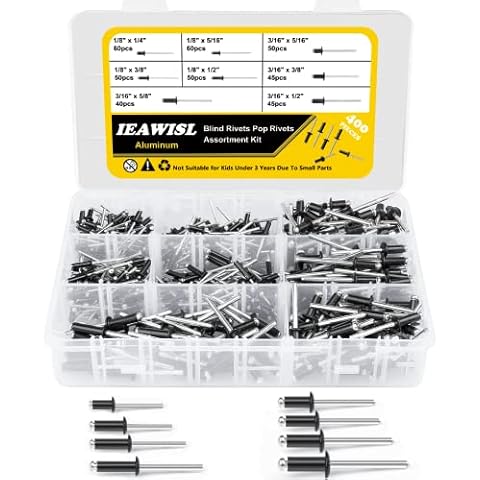 400PCS Black Pop Rivets Kit with Case Cover