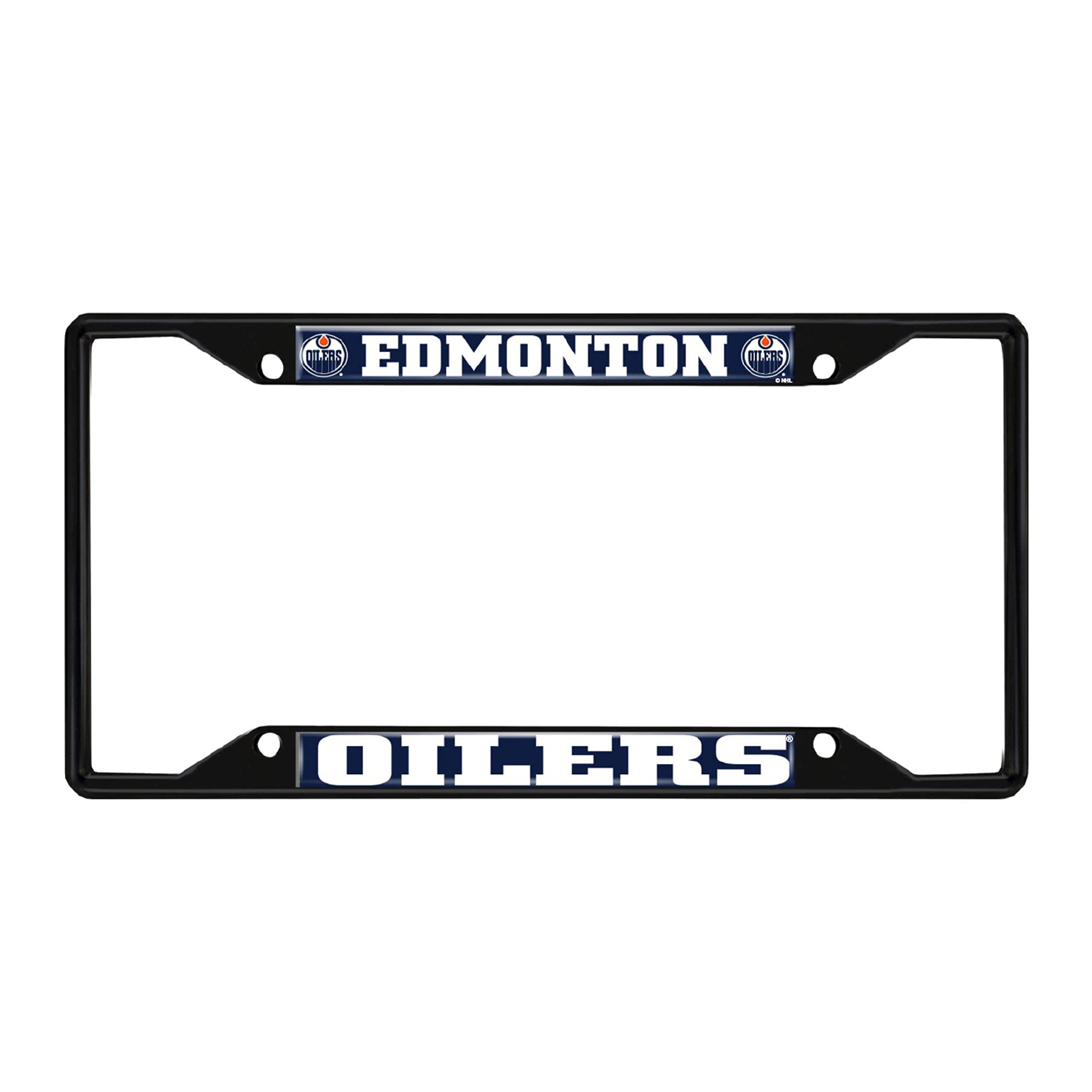 FANMATS 31382 Edmonton Oilers Metal License Plate Frame Black Finish