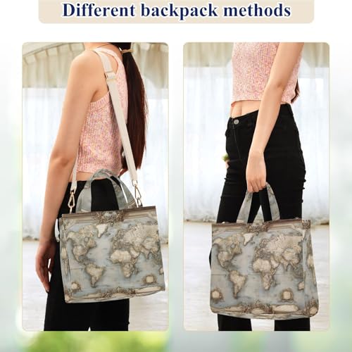 Bolsa Tote Vintage con Mapa Mundial para Mujer miniatura 2