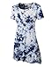 LL WT1066 Womens Scoop Neck Short Sleeve All Over Tie Dye Trapeze Tunic Top M WHITE_NAVY