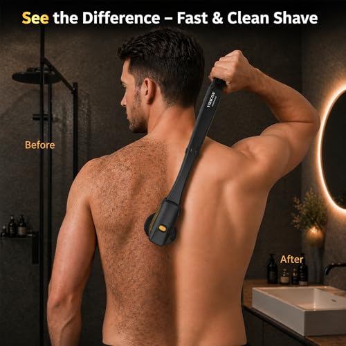 6D Electric Back Shaver for Men,Smooth Body & Head Shaver with Long Handle by VIKICON Groomer - Used condition - Image 4