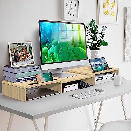 image for Zumist Dual Computer Monitor Riser, Dual Monitor Stand Desktop Organiz