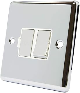 AET CPCSFSWC Polished Chrome Classical Spur White Insert Metal Rocker Switch-13 Amp Switched Fused Connection Unit