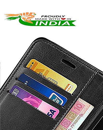 Image of Inside Rubber TPU with Card Pockets Magnetic Closure Protection Compatible with Xiaomi Redmi 9 Power (Black)
