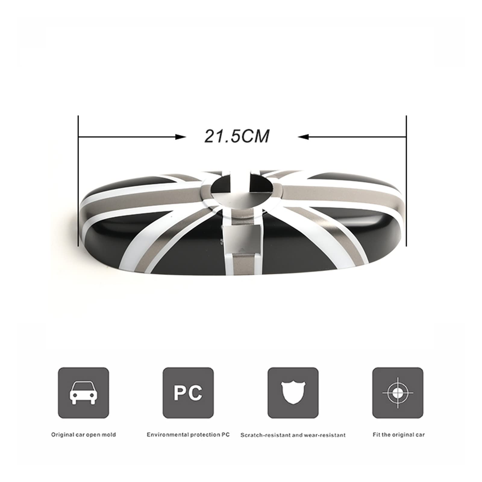 Adesivo Protettivo Per Specchietto Interno Mini Cooper Serie F (F54 F55 F56 F57 F60) 2014+ – Motivo Union Jack Nero