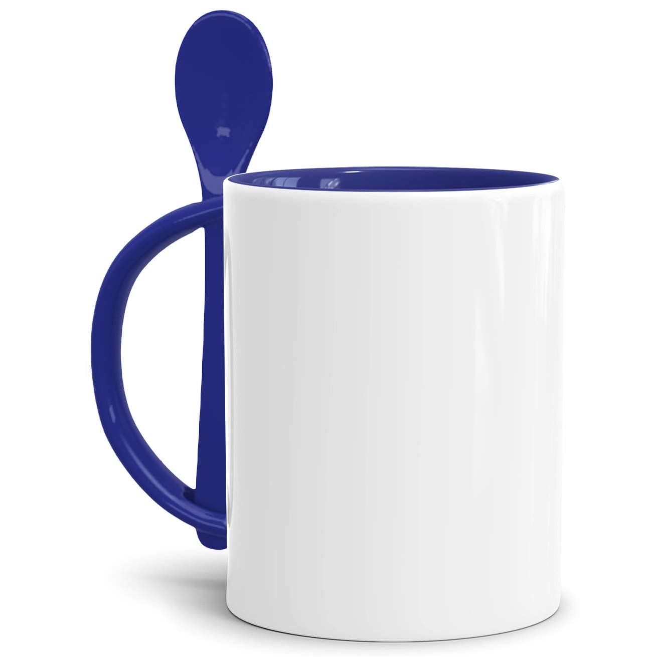 Bastel-Tassen ohne Druck zum Bemalen aus Hochwertiger Keramik Einzeln oder im Set/Mug/Cup/Becher/Pott - Löffeltasse Klassik Dunkelblau 24er Set