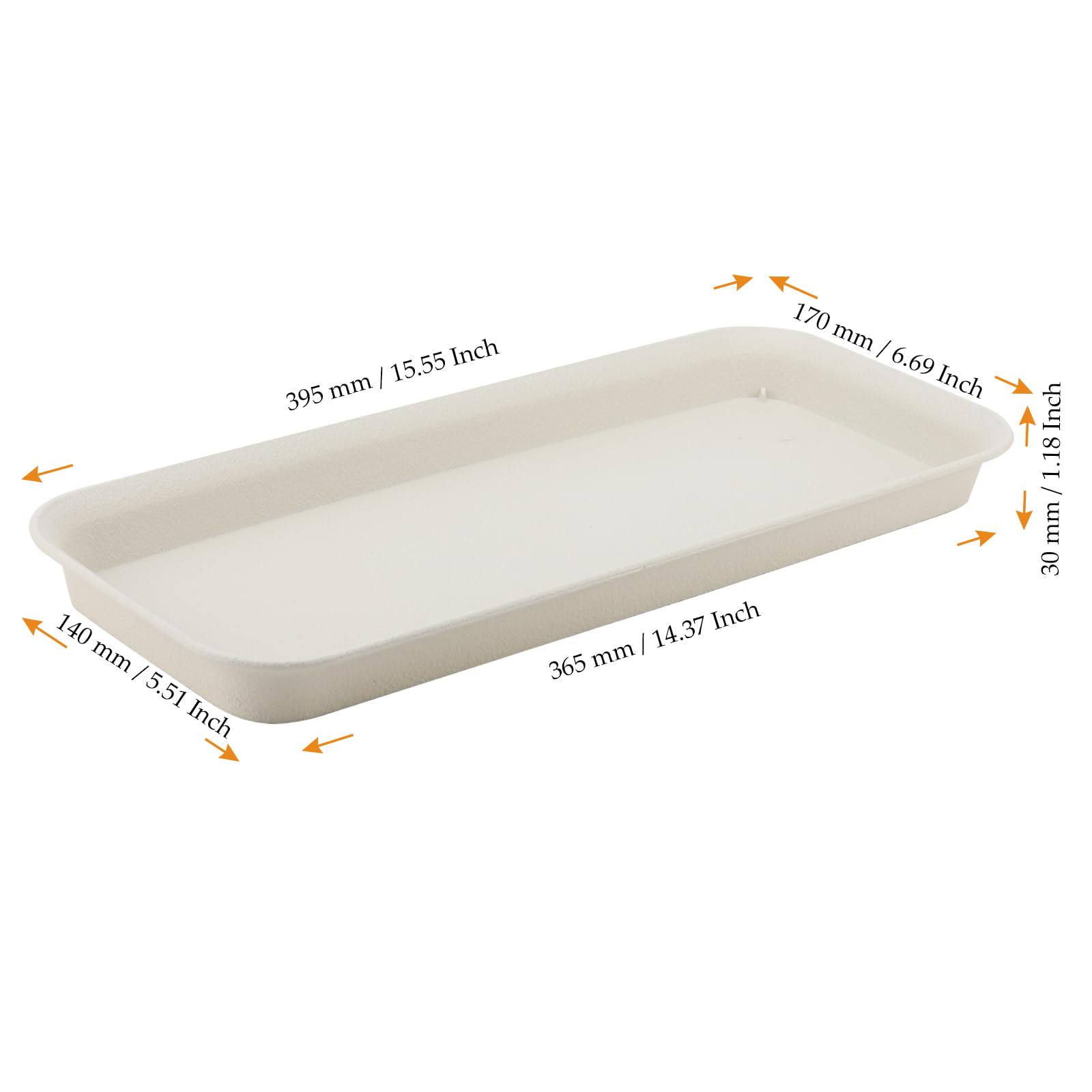 MUKCHAP 10 PCS 36.5 x 14 x 3cm Beige Rectangular Plant Drip Tray, Rectangular Plastic Flower Plant Pot Saucers - Image 2
