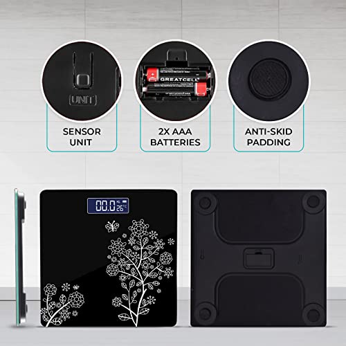 beatXP Floral Digital Bathroom Weighing Scale with LCD Panel & Thick Tempered Glass, Electronic Weight Machine for Human Body - 2 Year Warranty - Image 3