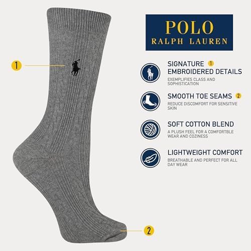 POLO RALPH LAUREN Women's Classic Cotton Cable Crew Socks (3-Pair) - Image 5