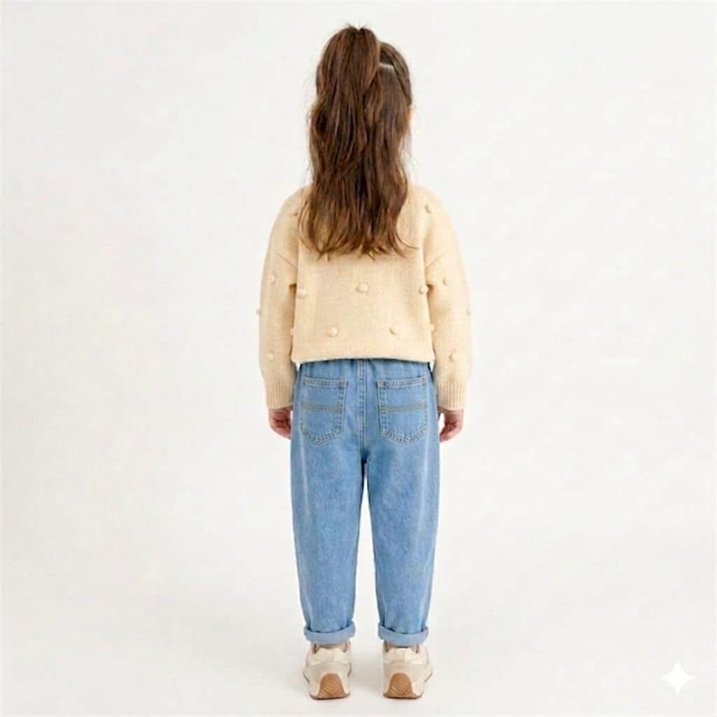 Tagas Jeans in denim stampato da ragazza con design a cartoni animati graffiti|Pantaloni|| Jeans slim regolari per bambini ||Pantaloni rilassati | Pantaloni casual |