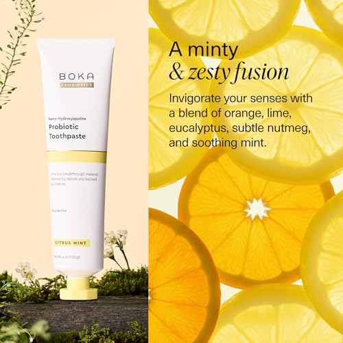 Image of Boka Probiotic Toothpaste - Fluoride Free, Nano Hydroxyapatite Toothpaste - Supports Oral Microbiome & Promotes Oral Wellness - Citrus Mint & Peppermint Blossom, 2Pk
