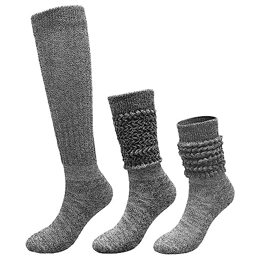 Image of 2 Pairs 80s Neon Women's Slouch Socks Extra Long Knit Scrunch Socks Heavy Thick Scrunchie Socks Size 9 to 11