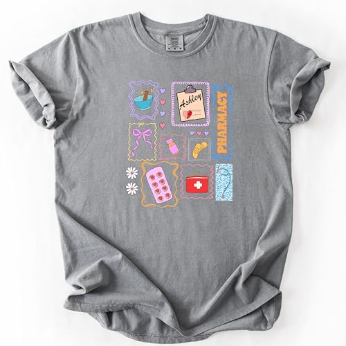 Comfort Colors® Pharmacy Shirt, Personalized Pharmacist T-Shirt with Name, Pharmacy Student Gift for Pharmacists, Techs, and Healthcare Workers Multi4