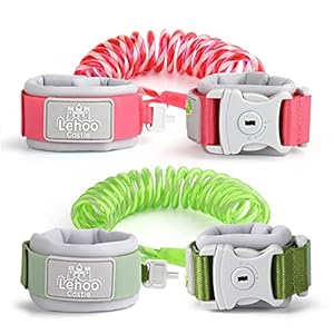 Lehoo Castle 2 in 1 Toddlers Safety Wristband Leash with Key & Lock, Anti Lost Wrist Link, 360°Rotate Night Vision Child…
