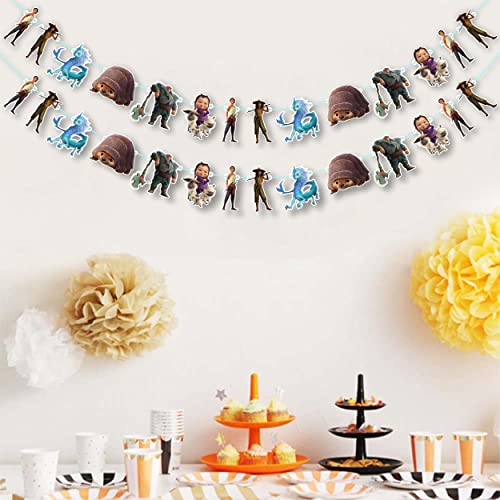 Image of Raya and The Last Dragn Garland Decorations - Birthday Party Supplies for Girls - Cartoon Theme Party Banner & Hanging Decoration - Durable, Colorful, Easy-to-Hang Garland for Birthday Party Decor