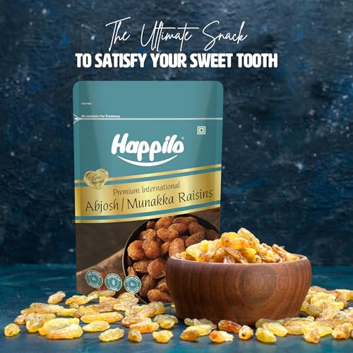 Image of Happilo Premium Abjosh Munakka 200g | Large Golden Raisins | Premium Kishmish /Kismis | Naturally Sweet, Healthy Dry Fruits | Rich in Antioxidants & No Artificial Flavours (Pack of 3)
