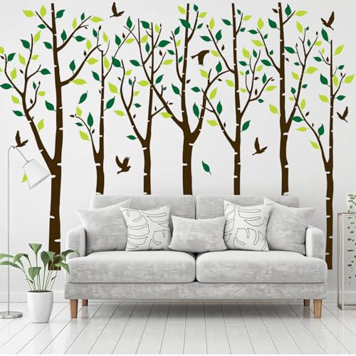 Vinilo decorativo gran árbol de bosque de abedul miniatura 5