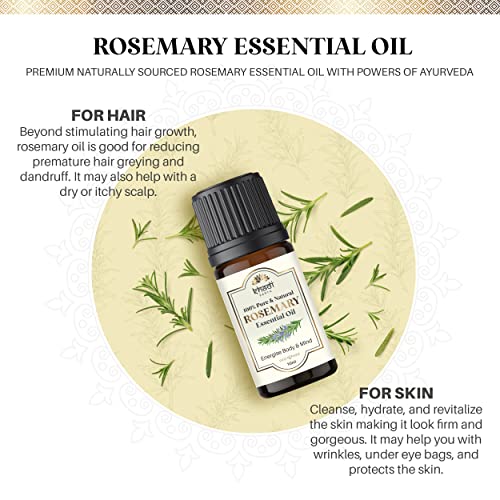 Image of Rosemary Essential Oil for Hair Growth | Essential Oil for Blemish-free & Clear Skin | Natural Hair Nourishing & Soothing Essential Oil - Pack of 5 - (5x10ml)