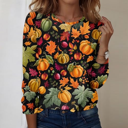 Halloween Shirts for Women Long Sleeve Plus Size Fashion Crewneck Comfortable Tshirts Halloween Costumes for Women