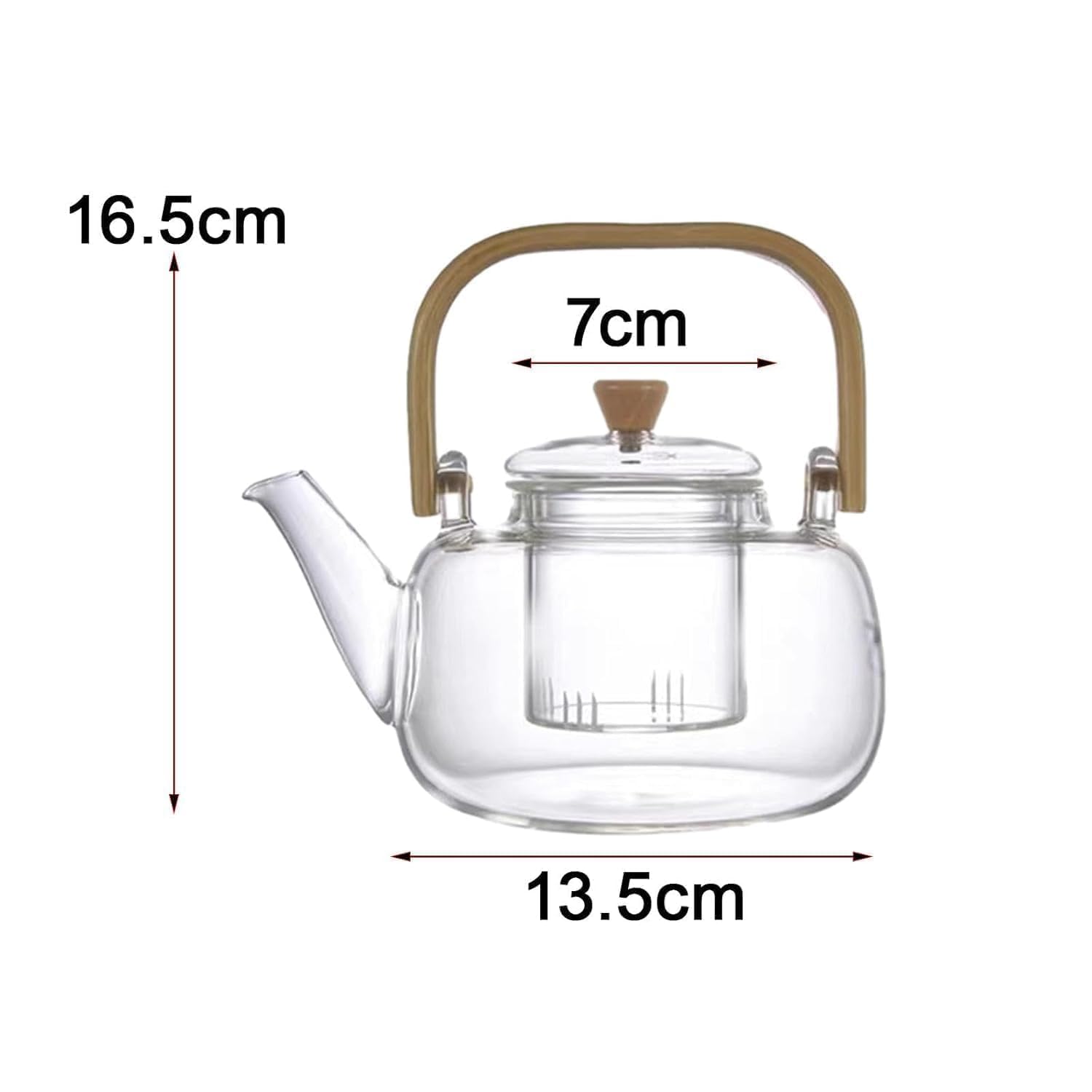 ANKUL Borosilicate Glass Teapot with Wooden Handle & Lid β 1 LTR Heat Resistant Clear Kettle for Loose Leaf Tea, Flower Tea & Herbal Infusion (Ankul - 01) 3