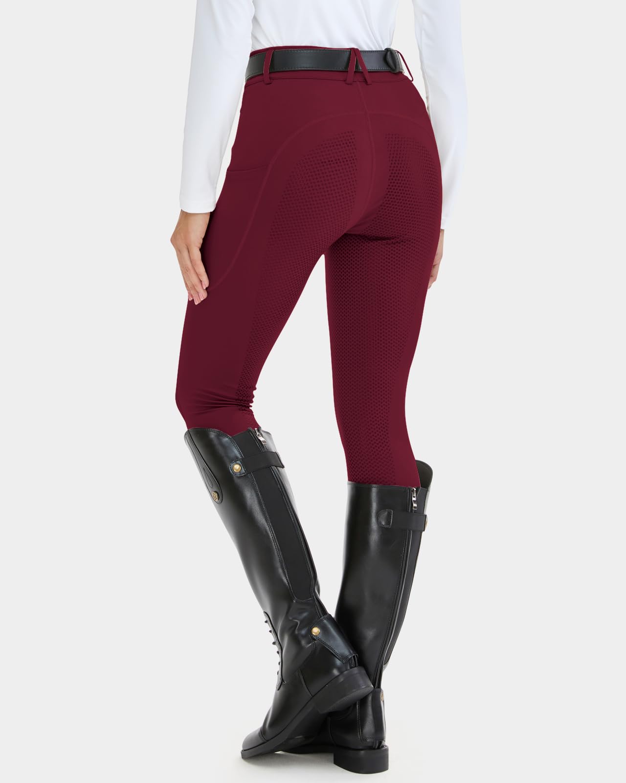 HMILES Leggings de equitación para mujer, de silicona, cintura alta, elásticos, con trabillas para el teléfono móvil