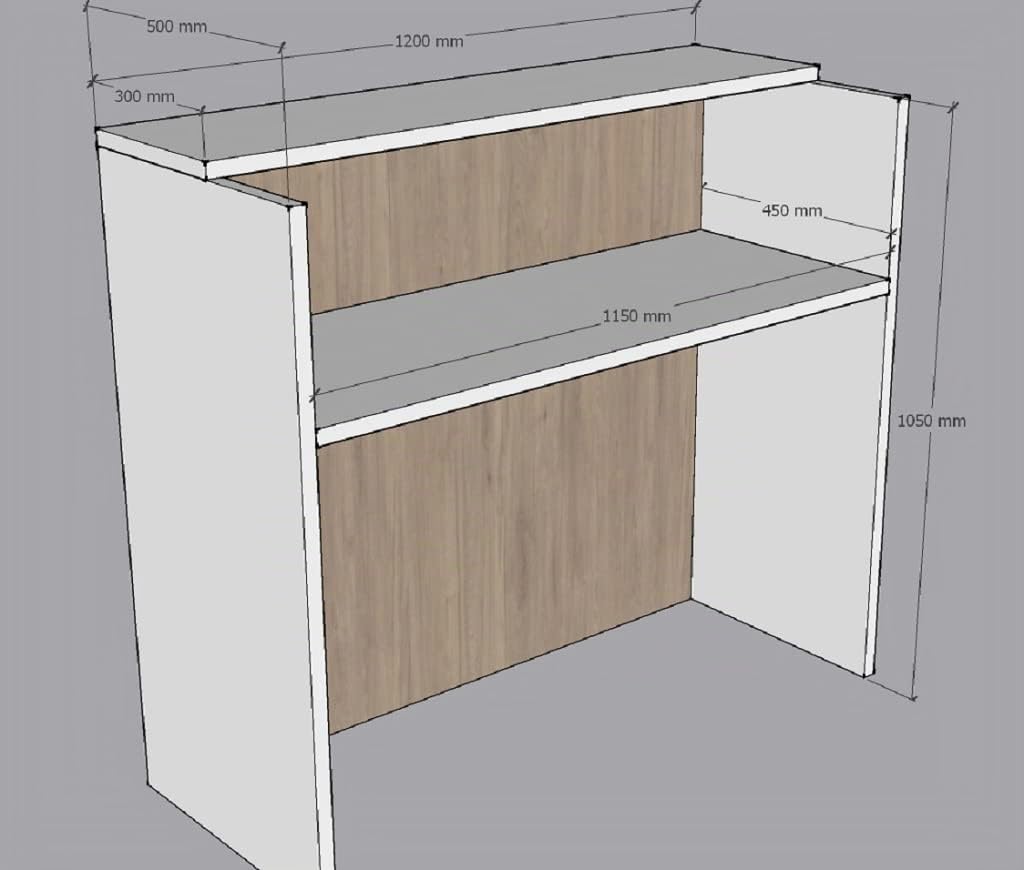 OFICIT Mostrador Laminado de Recepción de 120x105x50cms. Fabricado en España. (Color Roble)