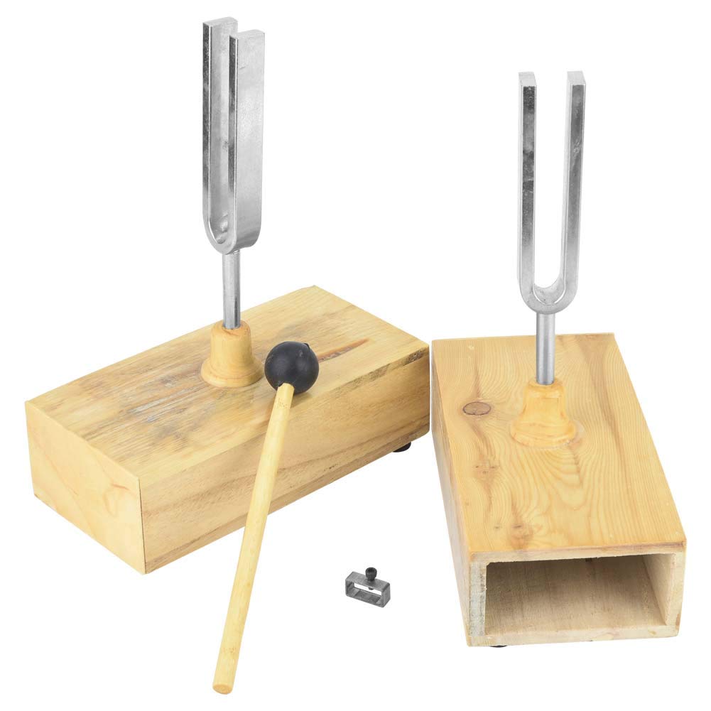 Oumefar Tuning Fork Virbration Experimental Instrument Healing Musical 440HZ Aluminum Alloy Part of Solfeggio Tuning Set with Wood Resonator Box Knocker