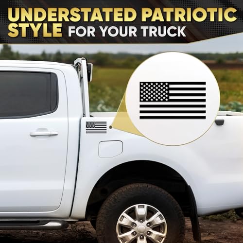 Image of Transparent Black American Flag Vinyl Decal for Car - 1 Pair 5 inchx3 inch | Matte Black Finish, Reverse Pair | UV-Proof, Waterproof US Flag Stickers | Patriotic Decals for Truck, SUV, Motorcycle, Laptop