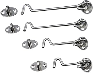 Housoutil Cabin Door Hook 1pc Cabin Hook Durable Stainless Steel Top Quality 3/4/6/8 Inch Cabin Hook with 16 Screws for Door Windows Stainless Steel Cabin Hook