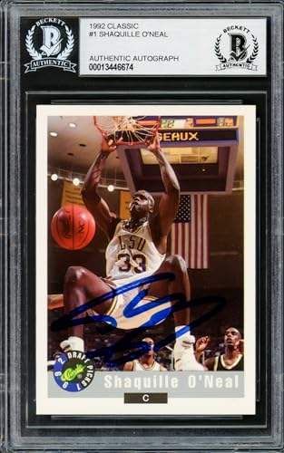 Shaquille Shaq O'Neal Autographed 1992 Classic Rookie Basketball Card 1 Beckett BAS Stock 211214