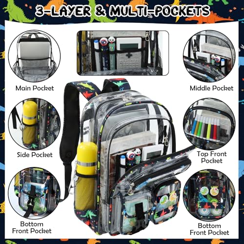 Image of Clear Backpack Heavy Duty, Clear Bookbag with Pencil Case, Large See Through Backpack Plastic Transparent Backpacks for Primary College Work Travel