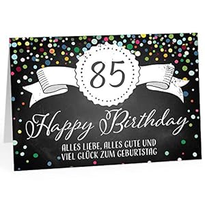 XXL Geburtstagskarte (A4) | Tafel Look Konfetti | mit Umschlag | Glückwunsch zum 85. Geburtstag | edle und hochwertige…