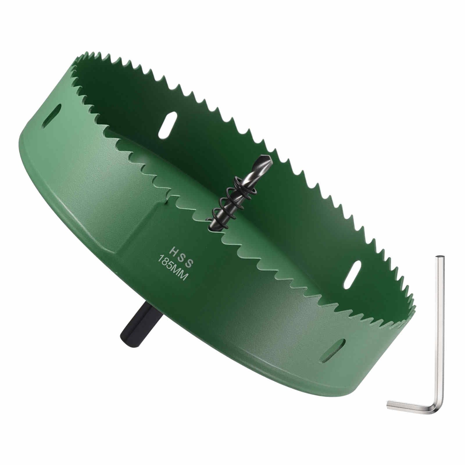 DTGN 7-9/32" Bi-Metal Hole Saw M42 HSS - 185mm Hole Cutter - Good for Thick Stainless Steel/Alloy/Aluminium/Brass/Copper - Green