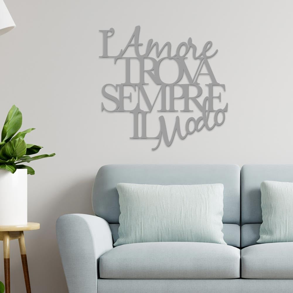 Declea Letras de madera para colgar, «L'Amore trova sempre il modo», decoración mural de madera de amor para la casa, el salón, el dormitorio – Diseño