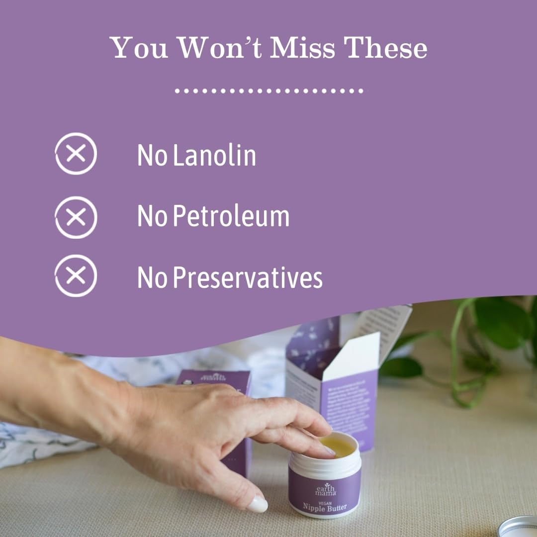 Earth Mama Organic Nipple Butter™ | Nipple Cream Safe for Breastfeeding | Postpartum Essentials for Nursing | Non Lanolin Nipple Cream, 2-Fluid Ounce