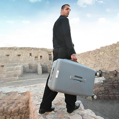 Image of Safari Select Trunk 65 Cm Medium Check in Hard Shell Trolley Bag with TSA Lock, Dual 8 Wheelss with 360 Degree Rotation and Anti-Theft Zipper, Luggage Bag, Suitcase for Travel, Grey