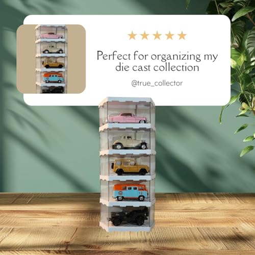 Image of Zebra Polymers Stackable Vertical Display Rack for Die Cast & Scale Models (1:43 /1:32 /1:34 /1:44) | Modular Wall Mount Organizer for Collectible, Miniatures Hot Wheels (5 Rack)