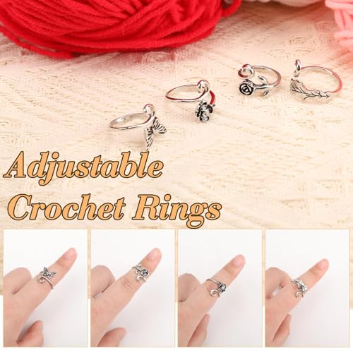 Image of Namifin Crochet Ring for Fingure Adjustable Crochet Tension Ring Yarn Tension Rings Easy Crocheting Crochet Accessories Mother Grandma Thanksgiving Presents
