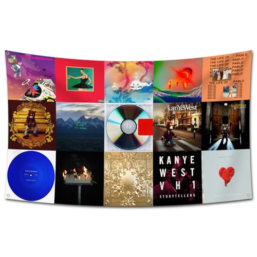 Kanye Flag 3X5 Ft Album Cover West Flag Tapestry Merch with 4 Brass Grommets for College Bedroom Room Dormitory Wall Party for Fans