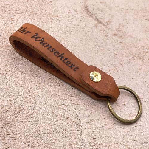 SCHWEGLER.online Schlüsselanhänger Leder personalisiert 4 mm braunes Rindsleder handgefertigt mit individueller Gravur