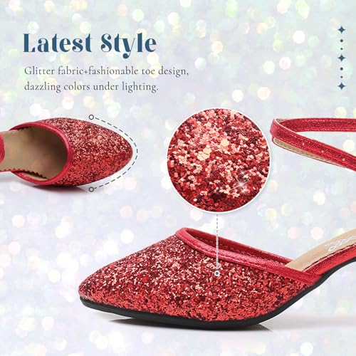 SWDZM Womens Glitter Ballroom Dance Shoes Latin Salsa Tango Dancing Heels Closed Toe Party Performance Wedding Shoes3
