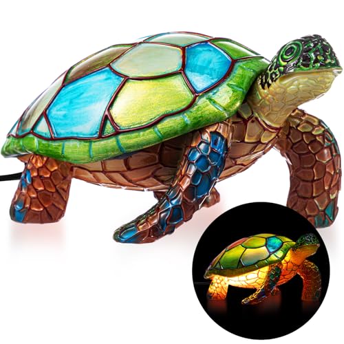Retisee 3D Turtle Lamp Christmas Gift Tortoise Shell Lamp Cute Resin Sea Turtle Night Light Boho Vintage Animals Night Light for Boy Girl Bedroom Nursery Office Home Birthday Gift Supplies