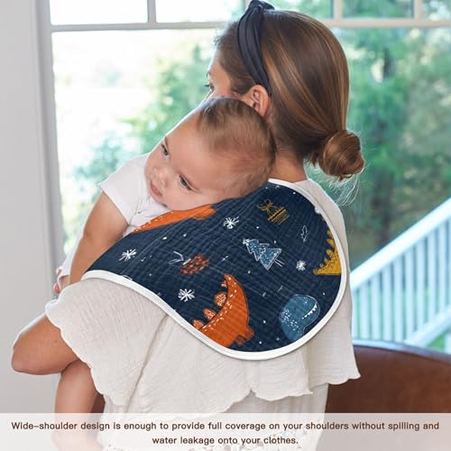 Dinosaur Rex Christmas Blue Burp Cloths Baby Boys Girls Absorbent Soft Cotton Burping Cloths Rags, 2 Pack4