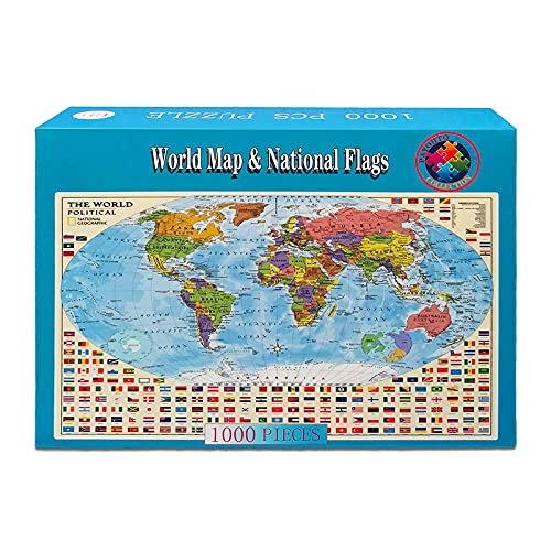 Rompecabezas de Mapa Mundial Político de 1000 Piezas para Adultos o Adolescentes con 197 Países y Banderas Internacionales, Juguete Educativo miniatura 2