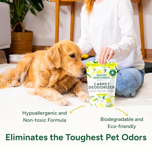 Image of Good Natured Brand | Carpet Deodorizer & Freshener Powder | 60 oz Pet Odor Eliminator for Strong Odor & Pet Urine | Fresh Natural Lemon Love | Safe for Homes with Pets