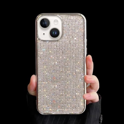 Coque iPhone 15 Plus femme strass 3D argentée pour vos soirées