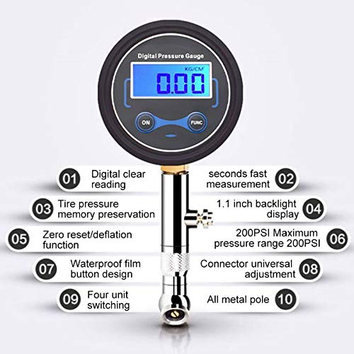 Manometro LCD Digitale Manometro Della Pressione Dei Pneumatici 0-200PSI Pressione Dell'aria Dei Pneumatici Dell'automobile Per Il Motociclo Auto Camion Della Bicicletta Moto Tester Del Veicolo