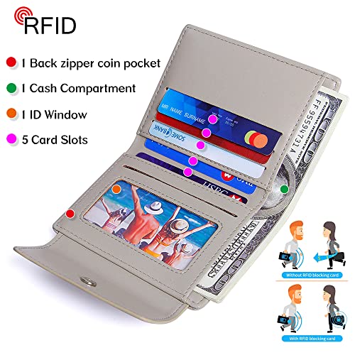 GEEAD Women's RFID Blocking Pu Leather Small Wallets, Slim Multi Card Holders Wallet for Women with Zipper Coin Pocket3