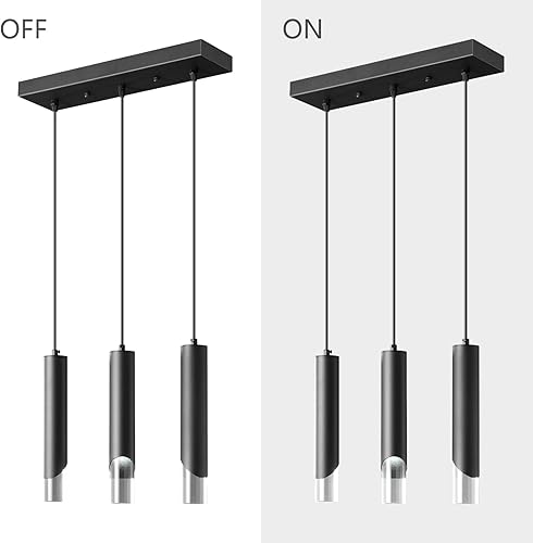 Miniatura 6 de Lámpara colgante moderna de 3 luces, lámpara colgante de cocina, regulable, LED, comedor, negro, mini luces colgantes, iluminación colgante